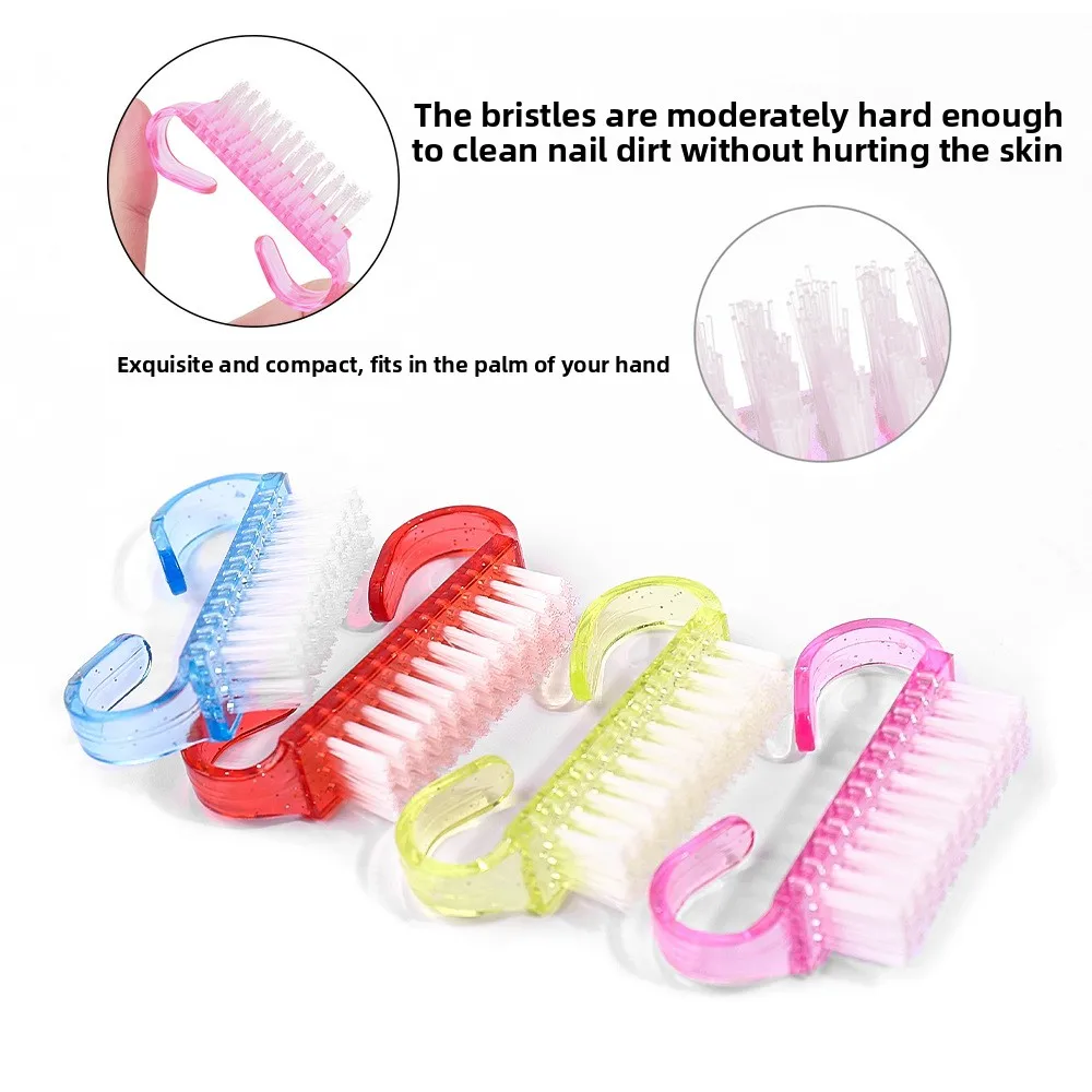 Portable Handheld Translucent Goat Hair Nail Dust Brush Soft Angled Bristle Manicure Nail Art Dust Remover Cleaning Tool