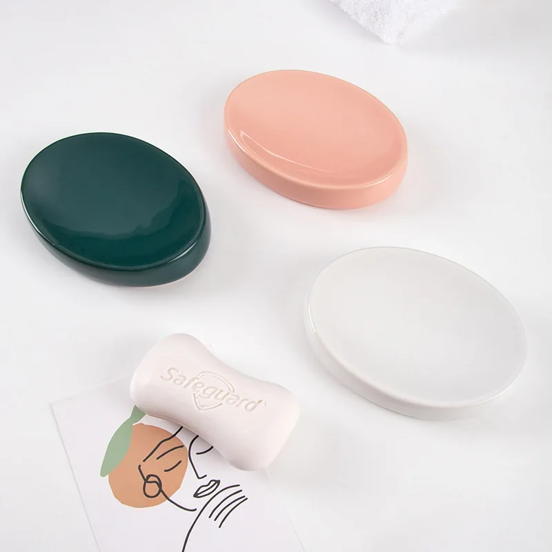Nordic Bathroom Ceramic Soap Dish Hold Luxury Black/white Matte Round Soap Box Home Hotel Bathroom Decoration Accessories Shelf