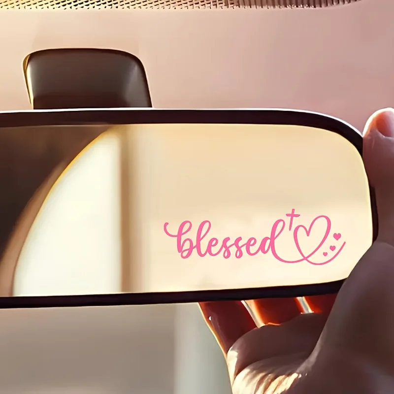 6PCS Blessed Heart Bible Verse Sticker, Decor Decal for Car Rearview Mirror Water Cup - view 2