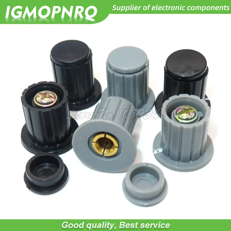 Botão Cap Botão Adequado para Alta Qualidade, Preto e Cinza Potenciômetro, KYP16-16-4, IGMOPNRQ, WXD3-13, 2W, WXD3-12, 1W, 5Pcs