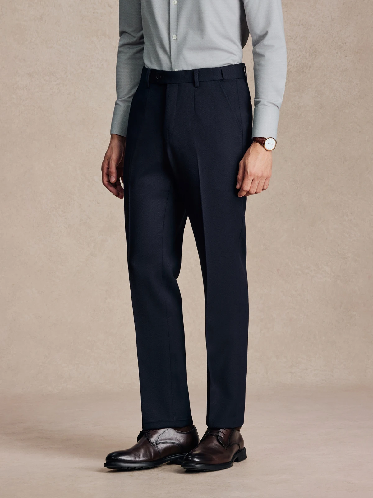 Men's 100% High Twist Wool Trousers – Heavyweight Business Dress Pants for Fall Winter, Thick Warm Commuter Suit Pants