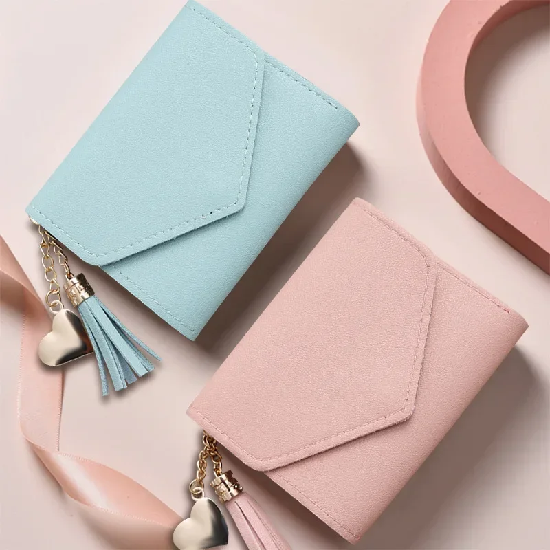

PU Leather Women Mini Tassel Wallet Fashion Purse Small Wallet for Women Female Short Mini Wallets Korean Students Purse