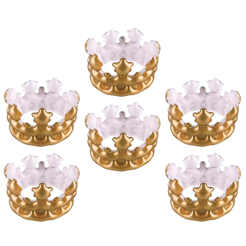 6Pcs Inflatable Crown Birthday Party Comfortable Multipurpose Photo Prop Cosplay Decorative Accessory