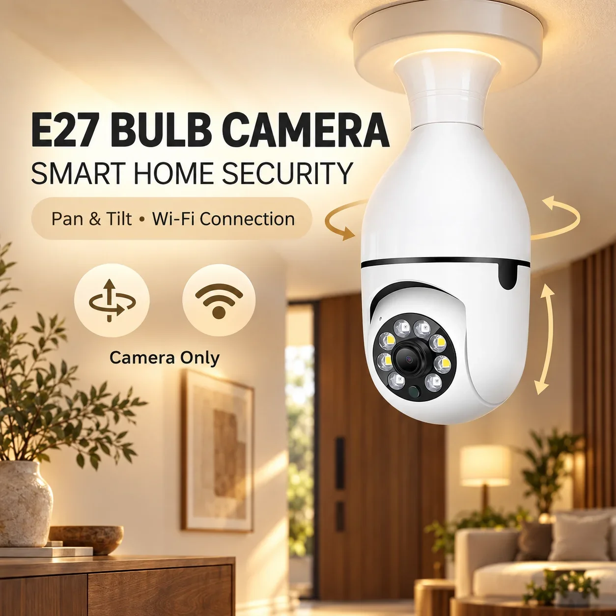 1080P HD E27 Bulb Surveillance Camera Anti-theft Outdoor Indoor Security Monitor Wireless WiFi Camera Night Vision Audio IP Came