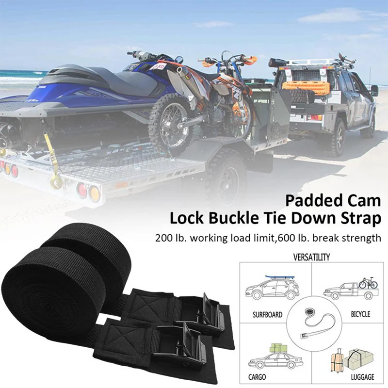 2Pcs 250kg Car Roof Rack Kayak Cam Buckle Lashing Strap Luggage Strap Polyester Quick Release Lashing With Buckle image 3
