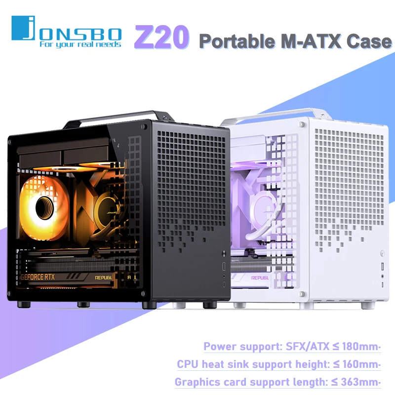 Jonsbo Z20 Portable Computer Case MATX Mini-ITX Chassis Support SFX/ATX Power Supply Type-C Gen2 20L MINI Desktop PC Case