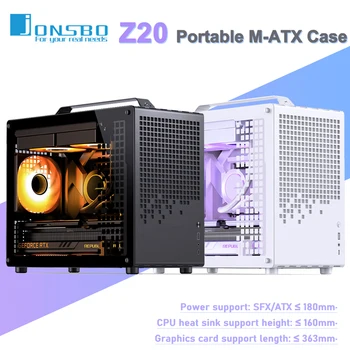 Jonsbo Z20 휴대용 컴퓨터 케이스, MATX Mini-ITX 섀시 지지대 SFX/ATX 전원 공급 장치, C타입 Gen2 20L 미니 데스크탑 PC 케이스