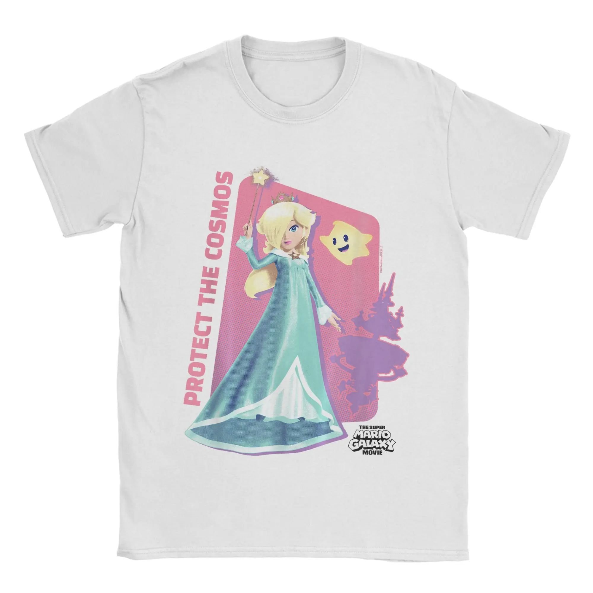 Camisetas de la película Super Marios Galaxy Rosalina Cosmos Wand para hombres y mujeres, camiseta divertida de algodón puro, camisetas de manga corta