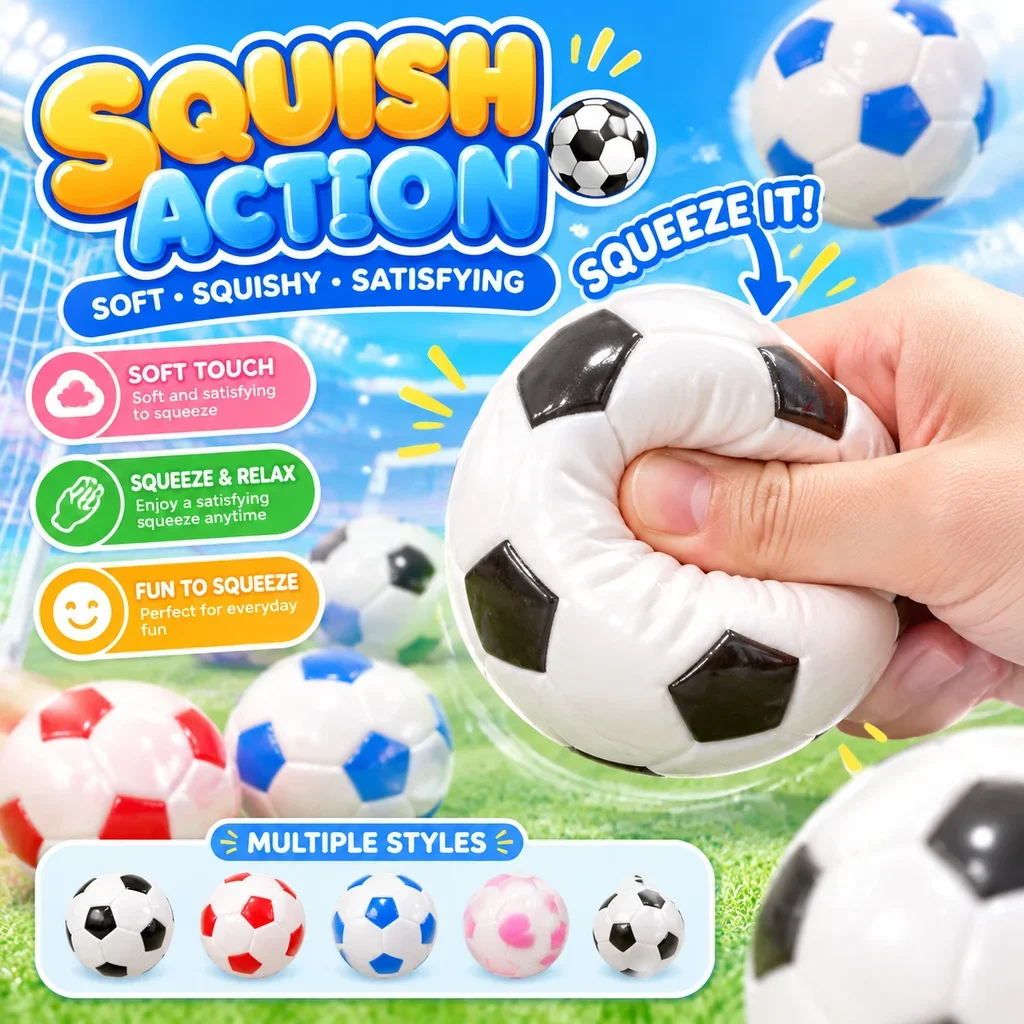 World Cup Football Slow Rebound Stress Relief Squeeze Toy Decompression Fidget Squishy Wholesale Funny Gift for Kids Adults