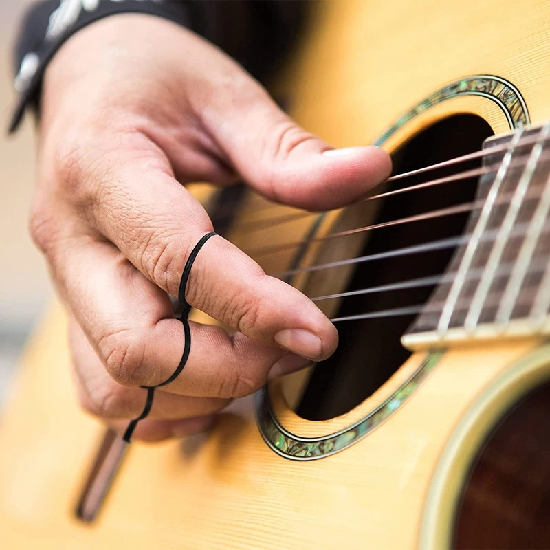 Bandas de entrenamiento de dedos para principiantes, Sistema de velocidad de dedo de silicona, ensanchador de dedos para guitarra, bajo, Piano, ejercicio, 4 piezas