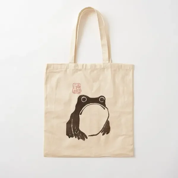 

Grumpy Frog Dark Matsumoto Hoji Cotton Canvas Bag Fabric Foldable Designer Grocery Casual Women Tote Printed Handbag Ladies