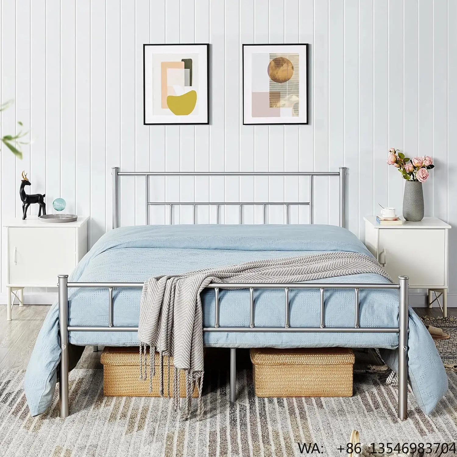 

Modern Design Silver Metal Bed Frame Children's Bed Sets with Storage for Hotel and Villa Bedroom Furniture