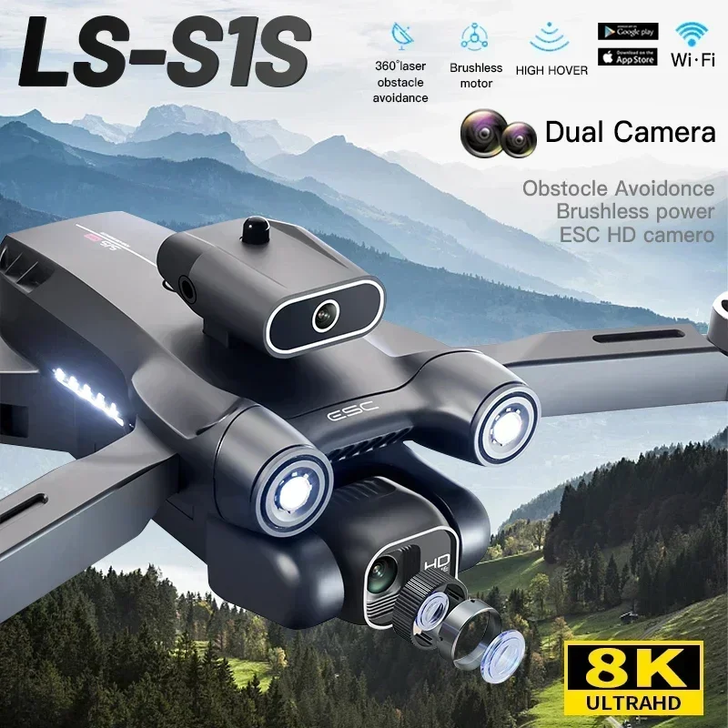 

Brand S1S Rc Drone 8K Professinal GPS 4K Dual Camera Optical Flow Localization Four-way Obstacle Avoidance Children Toys Gift