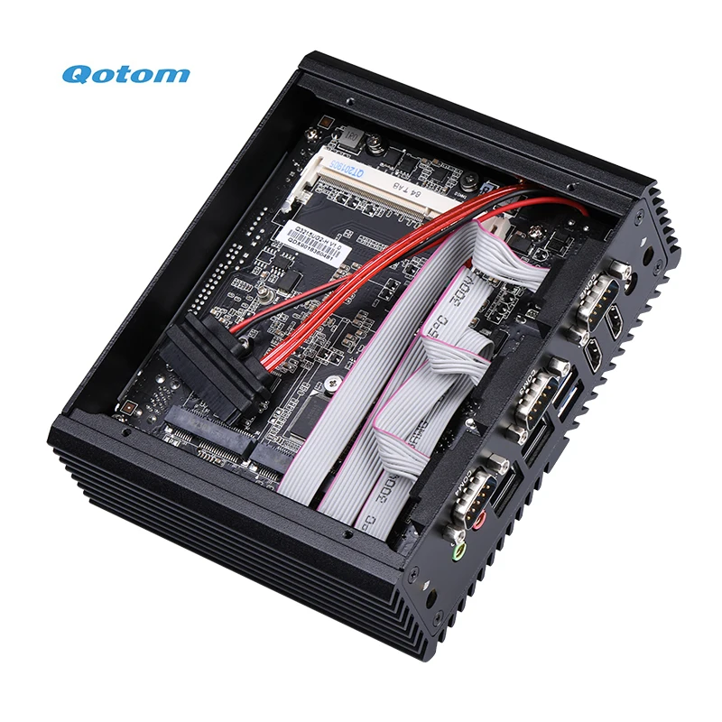 Qotom Mini PC Q30400P Series Celeron Core i3 i5 معالج مزدوج LAN 4 منافذ COM بدون مروحة كمبيوتر صناعي صغير X86