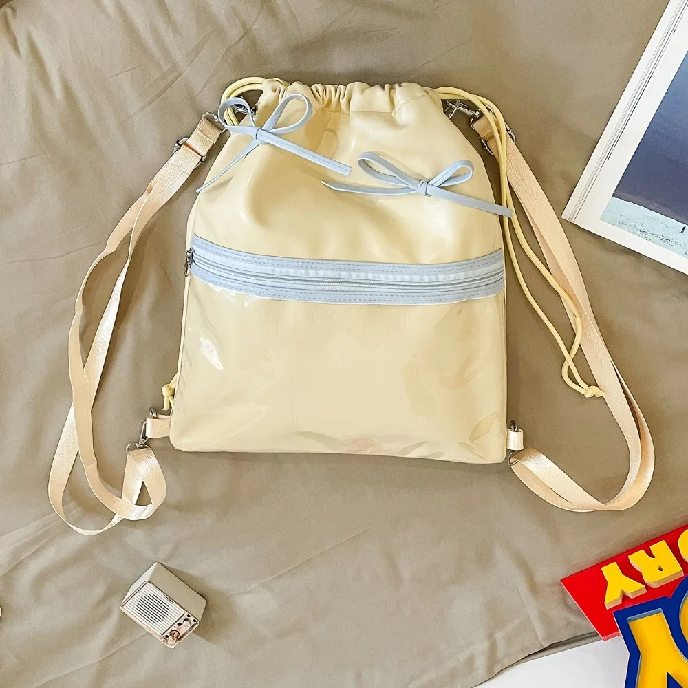 

Портативный прозрачный карманный рюкзак на шнурке из искусственной кожи, легкий Itabag, большая вместительная ручная сумка, сумка на плечо для девочек