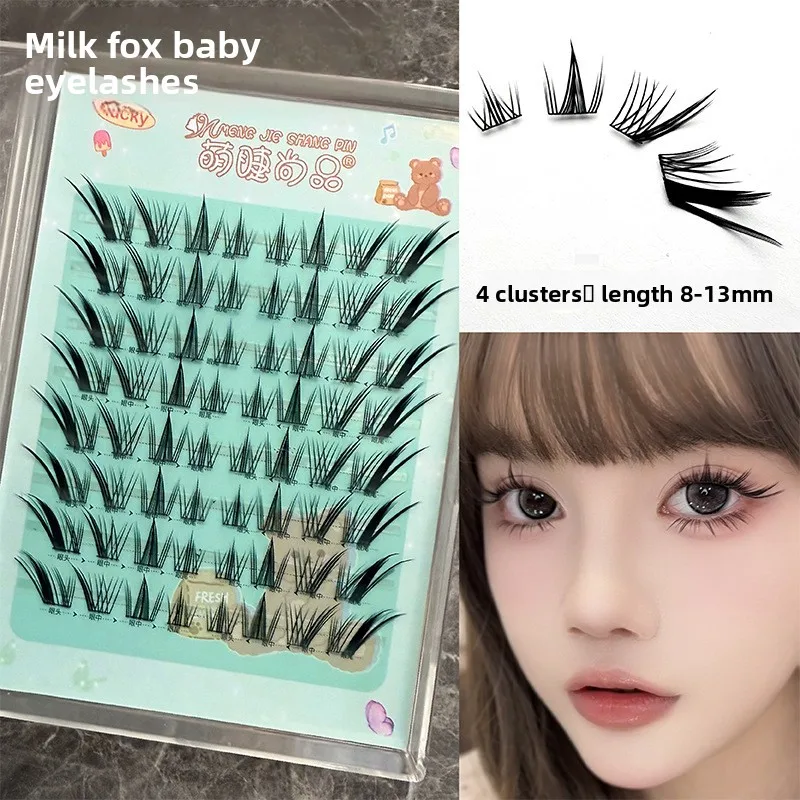 

Натуральные накладные ресницы без клея | Объемный крылатый пушистый вид в стиле молочной лисы | Многоразовые, удобные для начинающих ресницы, 8–13 мм