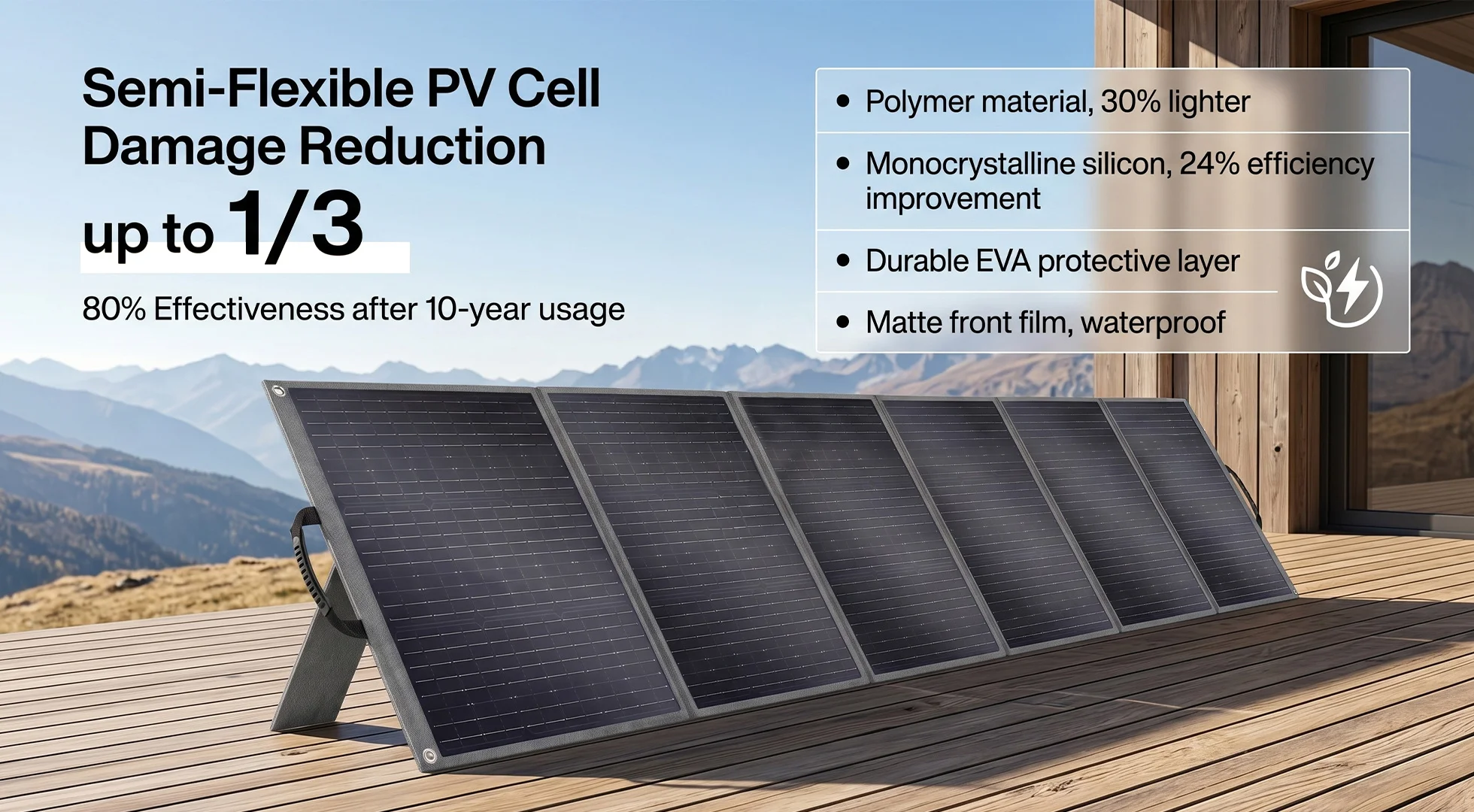 SolarPlay 400W Faltbares Solarpanel, ETFE, leicht, tragbar, IP65 wasserdicht, hocheffizienter Mono-Solarkollektor für Powerstations, Wohnmobile, Camping, Wandern und Laptop-Stromversorgung – Detail 2