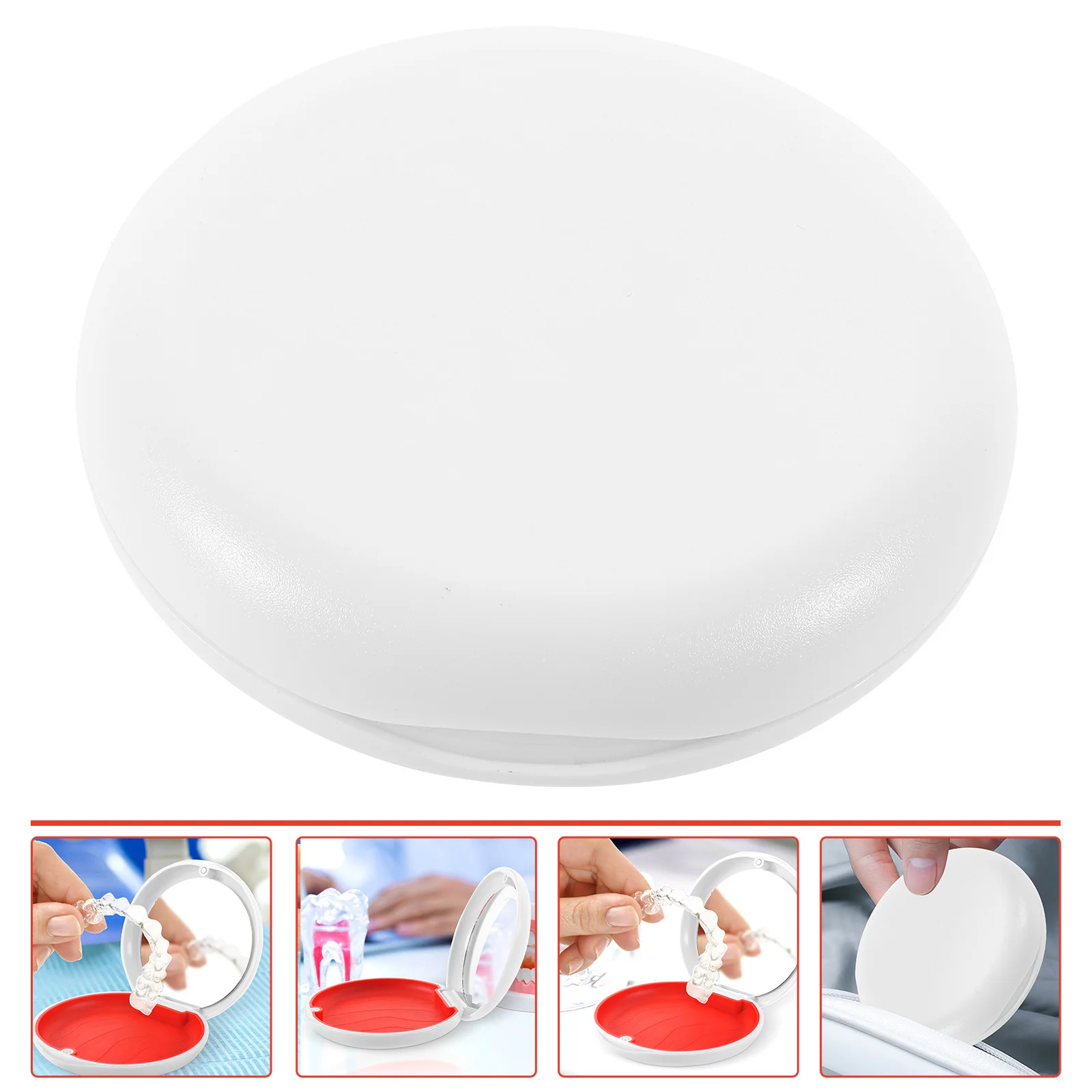 

Compact Denture Storage Container with Mirror Magnetic Closure Retainer Box Portable Easy to Carry Strong Plastic Silicone