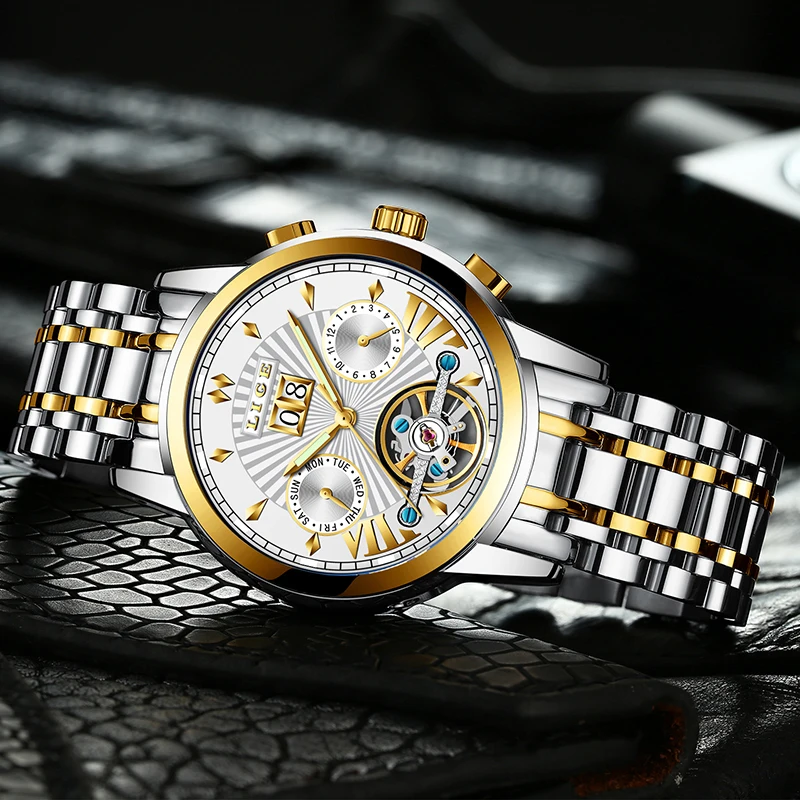 2026 LIGE Automatic Mechanical Wrist Watches For Men Top Brand Luxury Tourbillon Men Watch Fashion Business Waterproof Watch Men