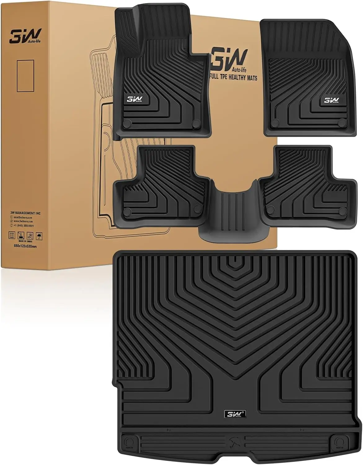 

All-Weather Car Interior Use, TPE Material, Unspecified Color, Harmless and Heavy-Duty Floor Mats and Trunk Mat Set