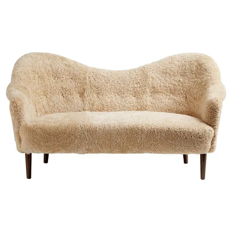 &for Fried Egg Sheepskin Sofa Tufted Design for Apartment and Mall Luxury Living Rooms