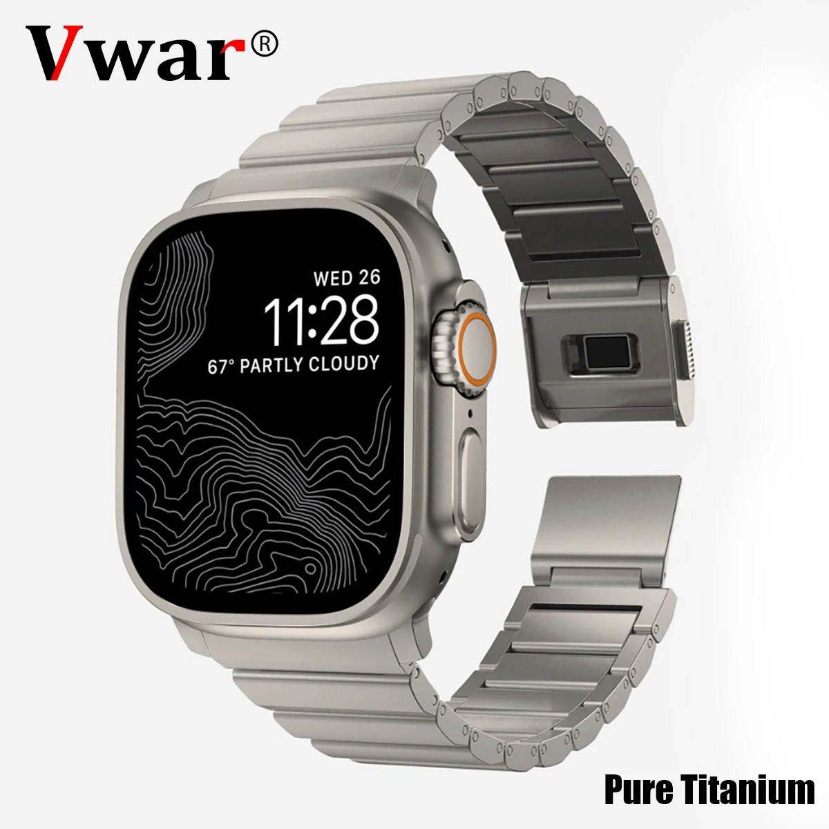 Correa VWAR de titanio puro para Apple Watch Ultra 2 Series 10 9 8 7 6 SE, correa para iWatch, accesorios de cierre magnético 46 49mm