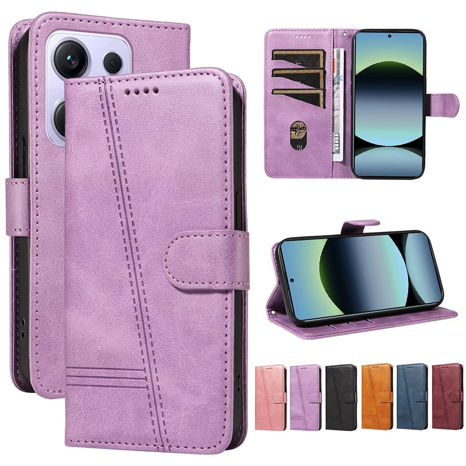 

Wallet Card Slot Anti-theft Magnetic Flip Leather Case For Xiaomi 15 Pro 14T 5G 14 13 Ultra 13T 12 Lite 12T 11 11T 11i 10T F4
