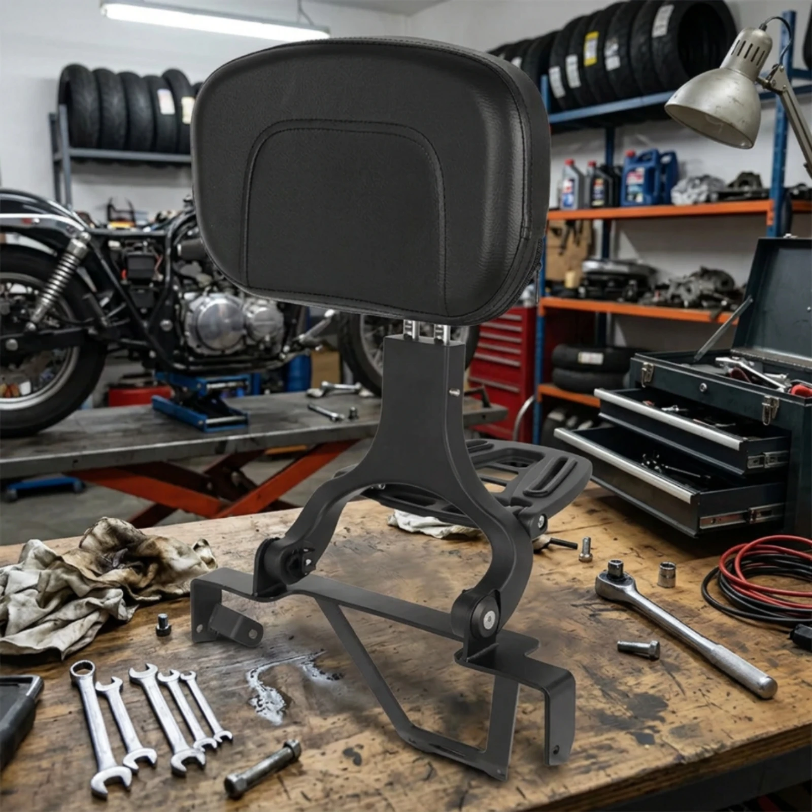 Motorcycle Backrest Assembly Stable Backrest with Metal Bracket Mount High-Strength Hardware Easy to Install for Touring