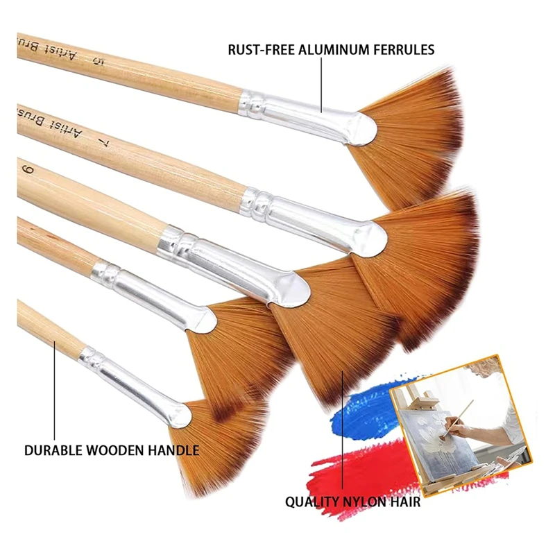 Paint Brushes Set Of 33 Pieces Wooden Handles Brushes Nylon Bristles With Gift Box Packaging,For Oil,Watercolor Painting