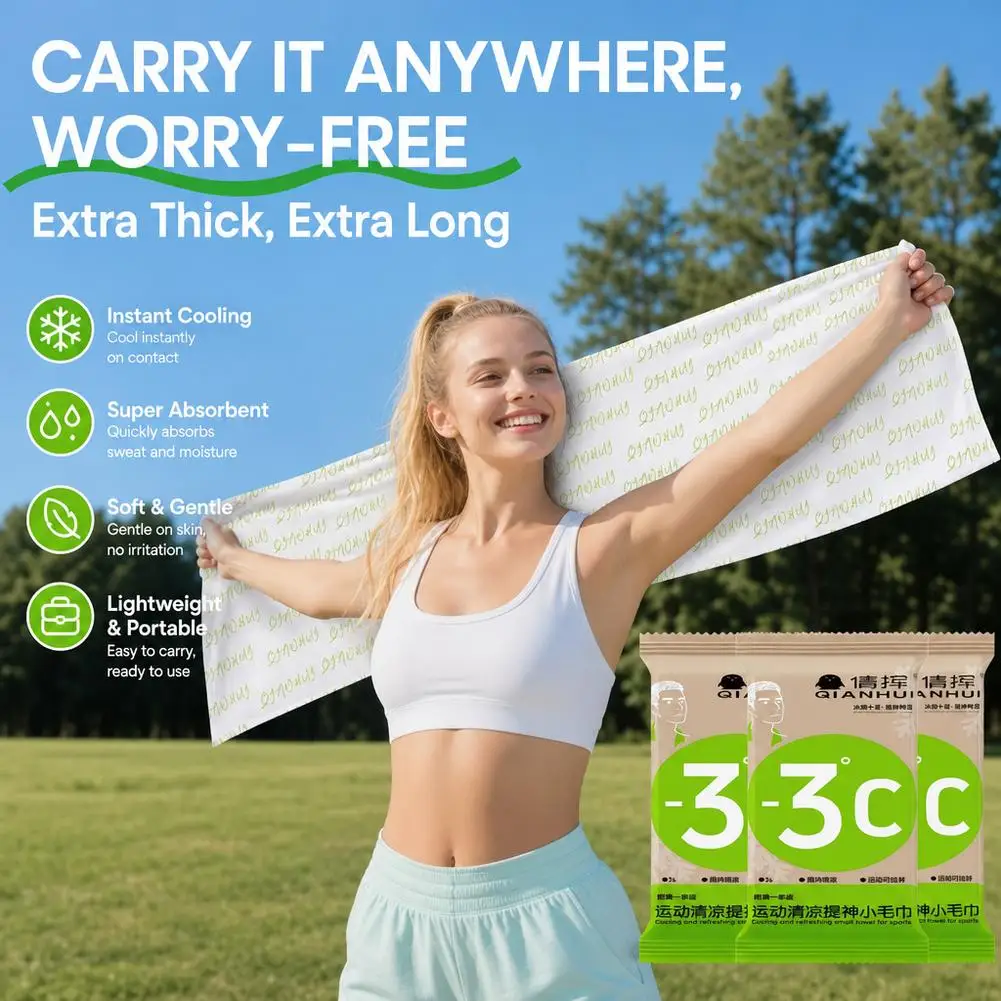 Creative Non Woven Fabric Cooling Towel Breathable Quick Drying Sweat Wipes Sunstroke Prevention Disposable Ice Wipes Summer