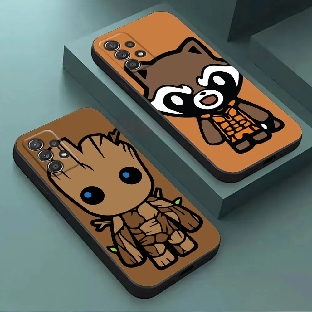 

Phone Case For Samsung Galaxy A15 A25 A24 A23 A22 A21S A20s A13 A10 A05S A04 A03 A02 A14 Black Cover Cartoon Groot Rocket Marvel