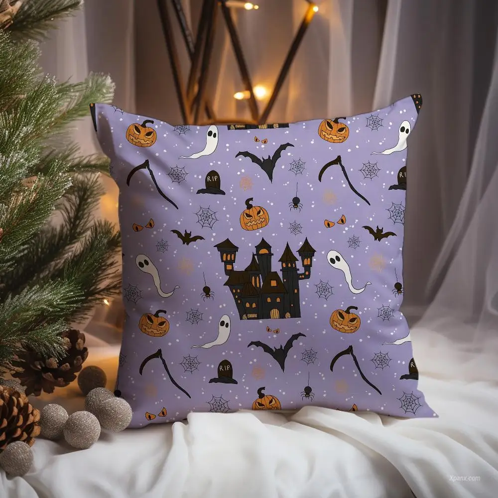 pattern Halloween Mix Pack Cushion Cover Premium Comfort Reversible Pillow Cove -Two in One Design for Any Room & Car Interior