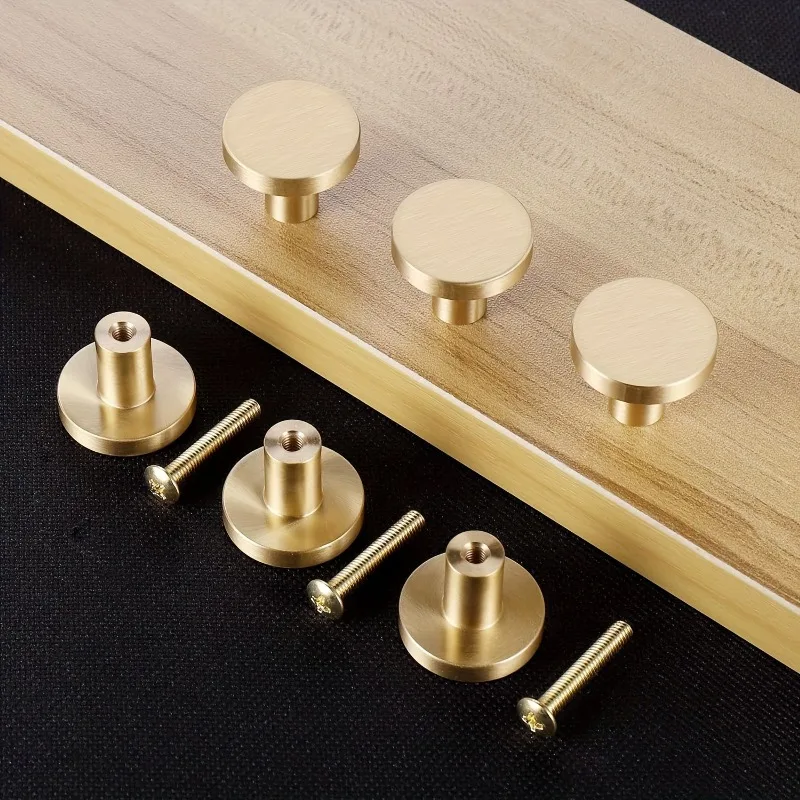 10Pcs/Lot Golden Polished Metal Drawer Knobs, 20x25mm - Durable Single Hole Handles for Cabinets, Wardrobes & Dressers with Screws Included