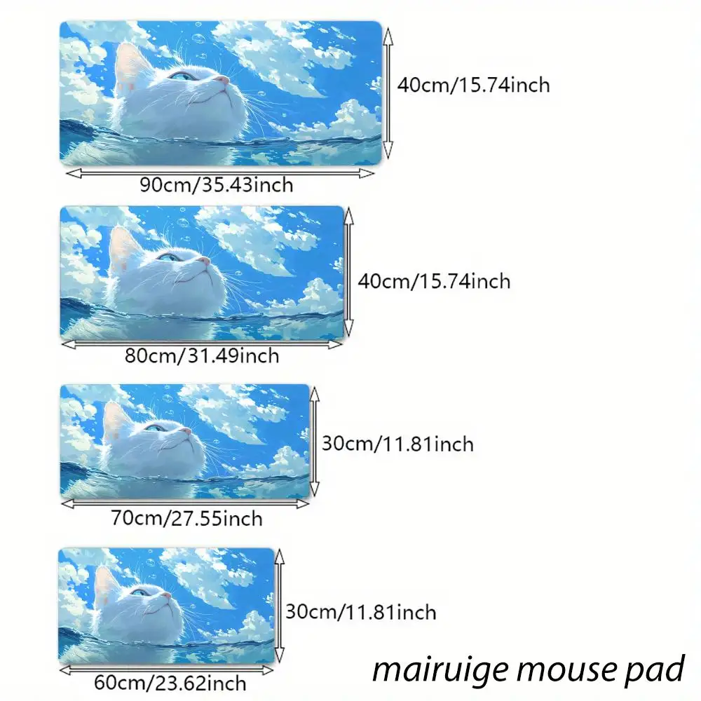Kawaii Cat Themed Mouse Pad Large Computer Office Game Table Mat XXL Rubber Anti-slip Stitched Edge Keyboard Mats Long Desk Pads