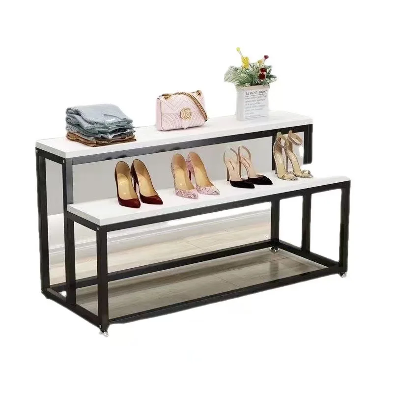 

Shelf floor-to-ceiling shoe store bag trapezoidal flowing water table clothing store wrought iron Zhongdao cabinet