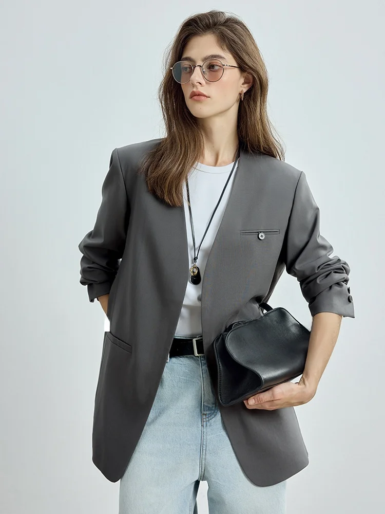 

Повседневный шерстяной костюм Jaet, женский свободный крой с лацканами, осень-зима, модный костюм на одной пуговице, длинный све