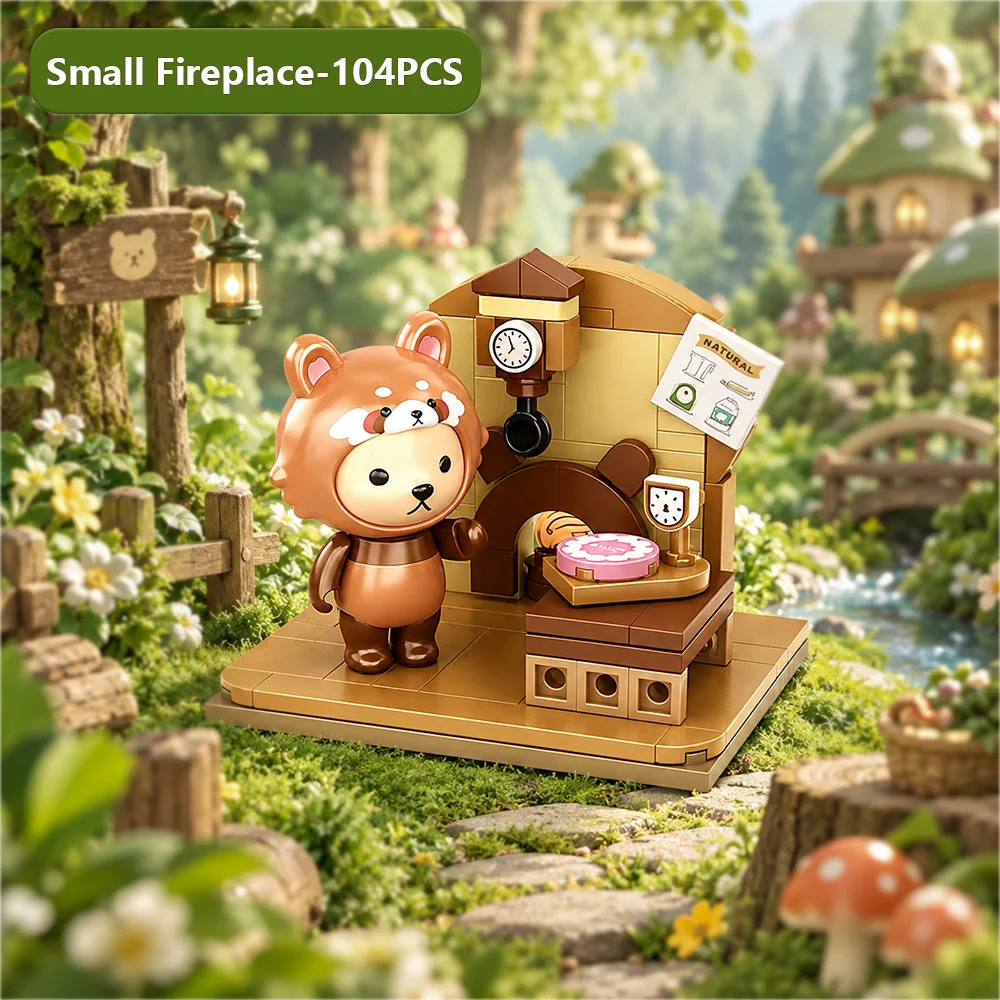 1 Piece Randomly Teddy Bakery Series Blind Box Mini Building Blocks Cute Bear Shop Scene Assembly Bricks Collectible Desktop Ornament Thanksgiving Christmas Halloween Holiday Gift - view 6