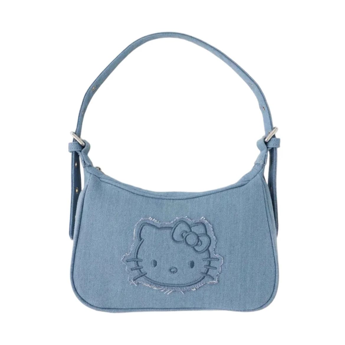 Hello Kitty 50th Anniversary Denim Embroidery Handheld Armpit Bag Single Shoulder Bag Sanrio Akcesoria Kawaii Cartoon Gift