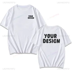 Homens e mulheres personalizados impresso algodão t-shirt, Harajuku Tee, DIY, sua foto ou logotipo, preto e branco, tops de moda