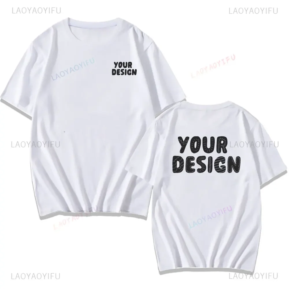 Customized Printed Cotton Black White T Shirt Harajuku Men Women Tee DIY Your Like Photo or Logo T-shirt Fashion Custom  Tops