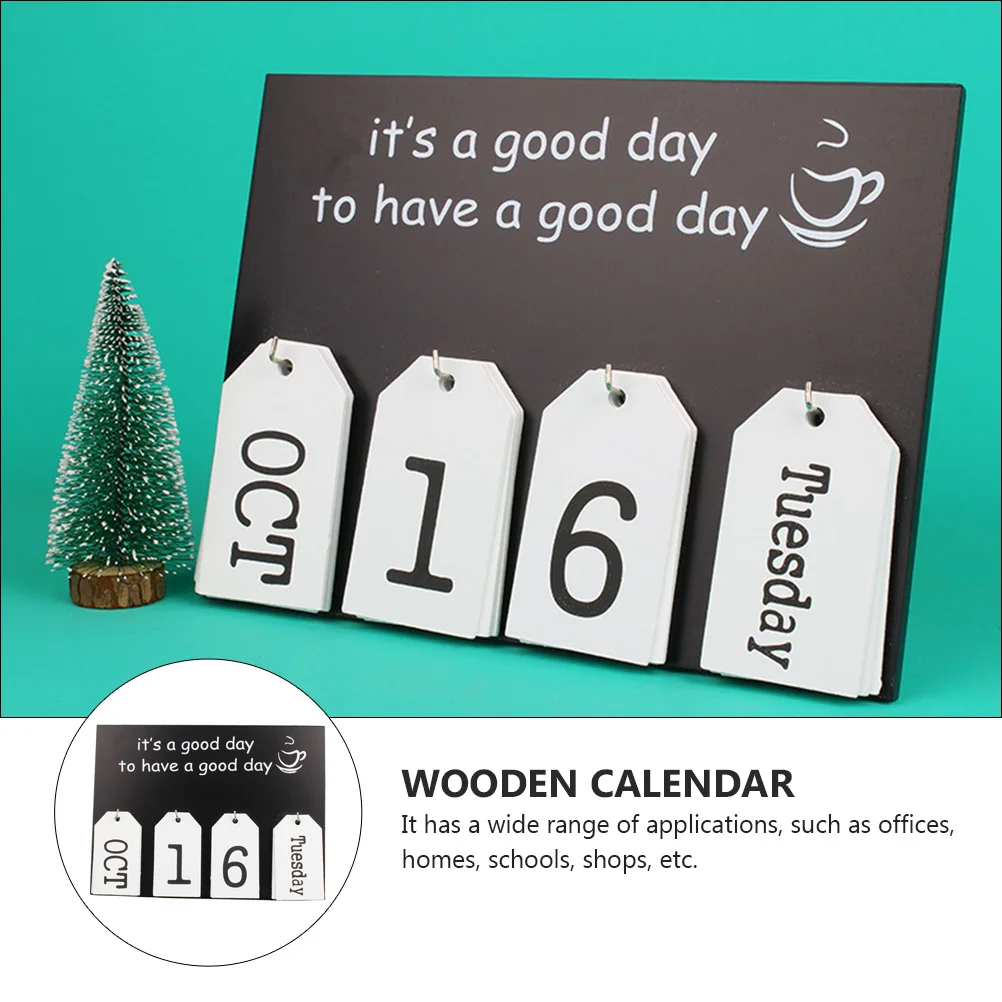 

1pc Wooden Perpetual Desk Decor Creative Date Reminder Home Office Desktop Calendar Wood Calendar Stand Household Adornment