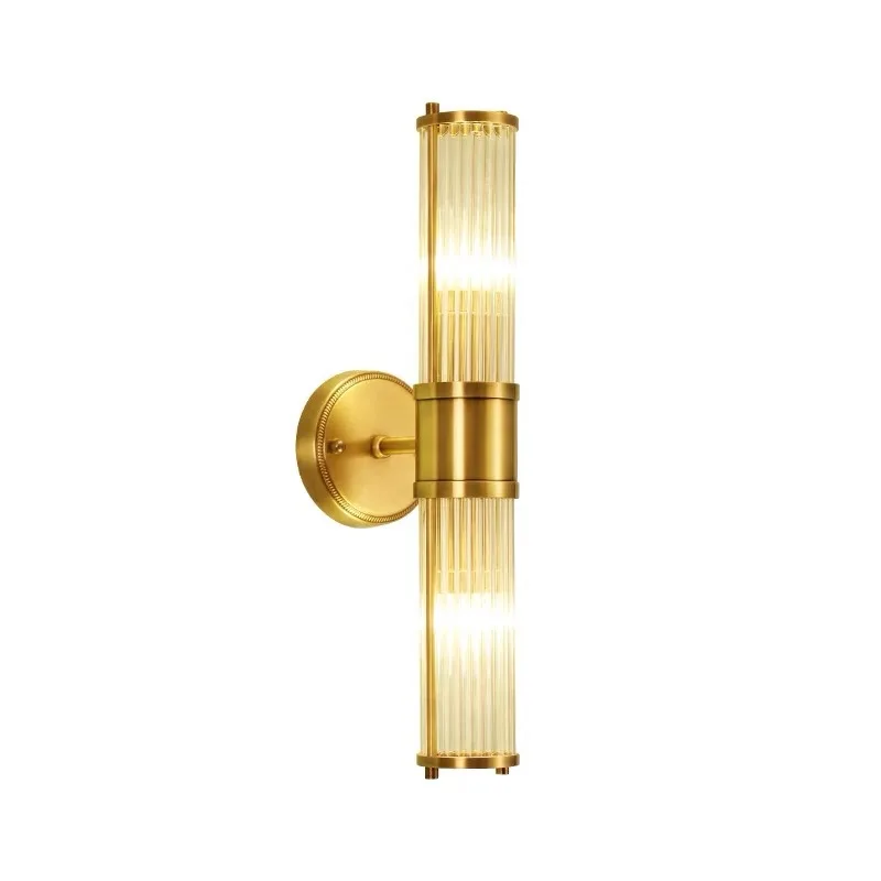 New Arrival Modern Minimalist E14 All Copper Glass Shades Bathroom Vanity Light