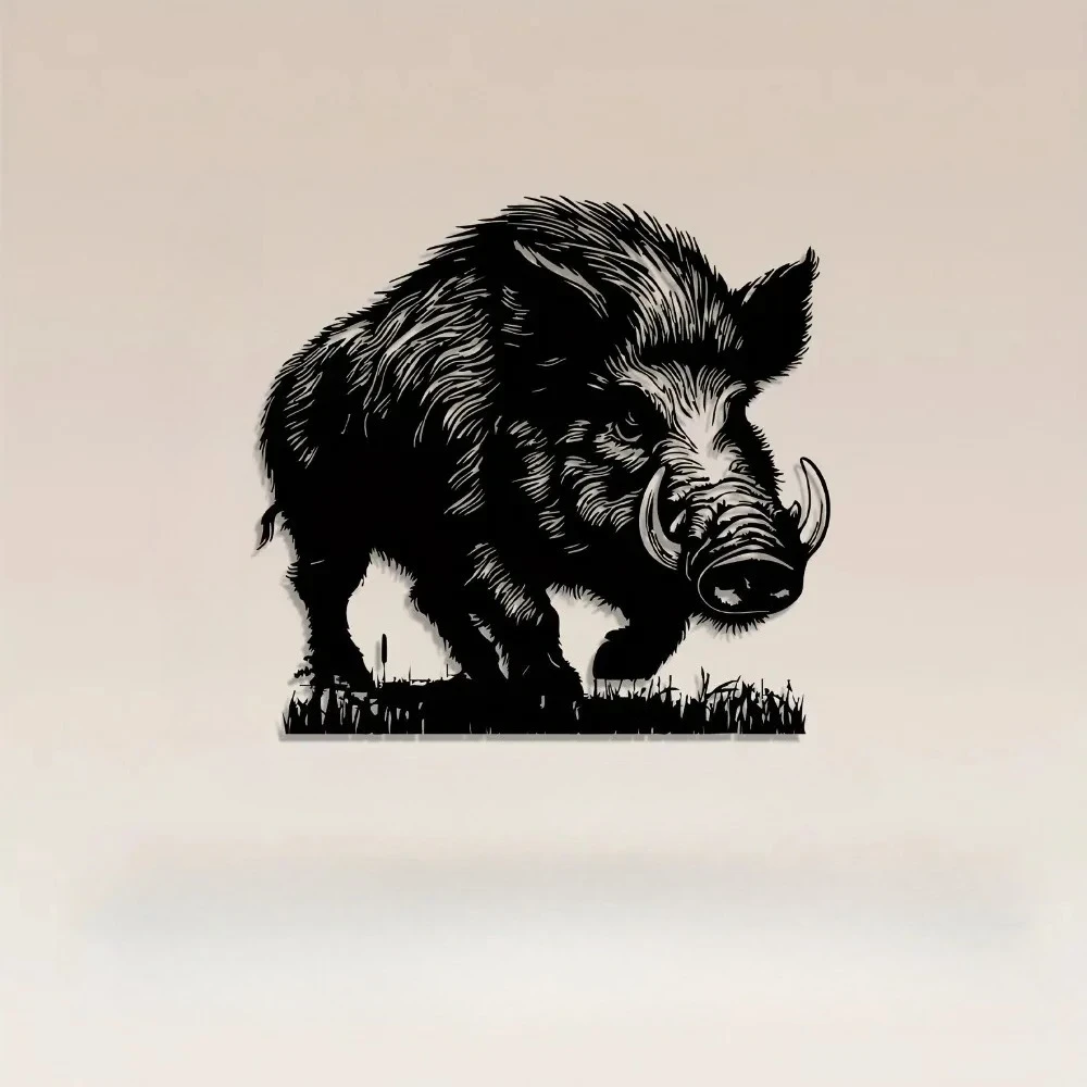 Wild Boar Iron Wall Art Rustproof Rustic Hunting Metal Decor Vintage Home Rustproof Gift Ornament