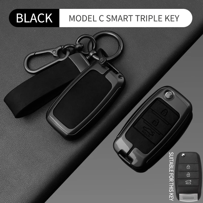 Metall-Leder-Schlüsseletui für KIA Rio 3 K2 Ceed Cerato K3 K5 Sorento Sportage Soul K4 Picanto Optima Forte Stinger Auto-Schlüssel-Gadget – Detail 17