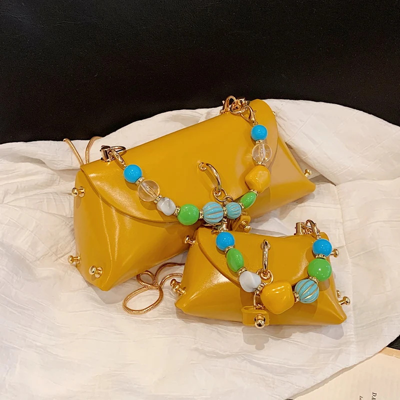 2023 Luxury Designer Women Evening Clutch Female Pearl Simple Green Yellow Chic Handbags Small Tote Fashion Chain Crossbady Bags