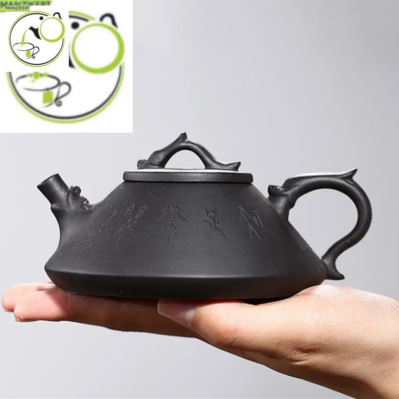 

Yixing Authentic Tea Pots Purple Clay Stone Scoop Teapot Kettle Raw Ore Black Mud Handmade Teaware Chinese Tea Ceremony 180ml