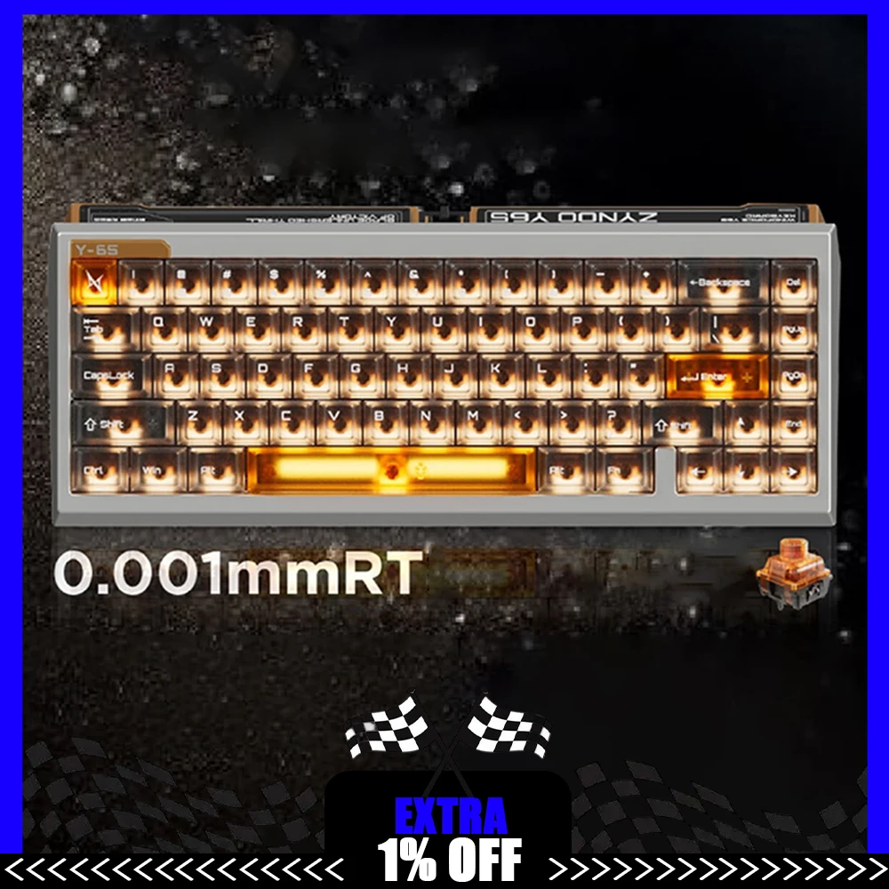 

ZYNOO Y65 Magnetic Switch Keyboard Wired Gaming Aluminum Alloy 8K RGB Mechanical Keyboard 0.001mm RT Gasket Keyboard PC Gamer
