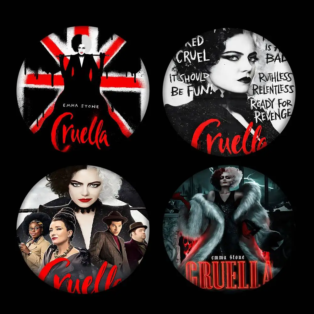 C-CRUELLA EMMA حجر الفيلم الكلاسيكي للتخصيص لينة زر دبوس للنساء مجوهرات إبداعية مضحك شارة الكرتون عاشق قبعة