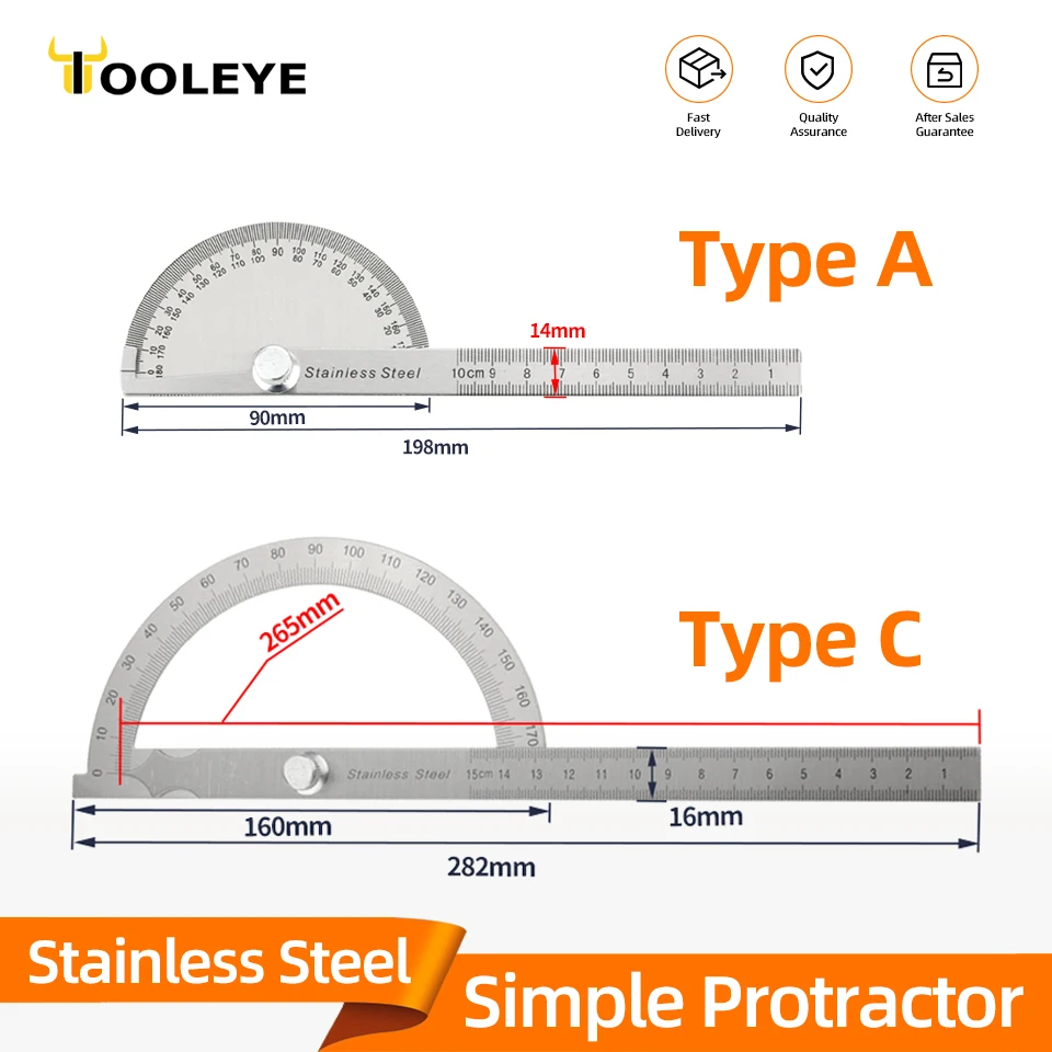 180 Degree Protractor Metal Angle Finder Angle Ruler Woodworking Tools Measuring Ruler Angle Meter Stainless Steel Goniometer