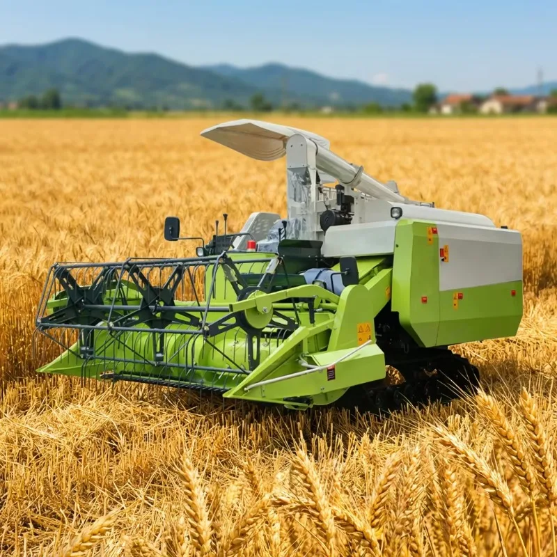 Tracked Grain Combine Harvester Large Screening Area Effectively Separates Grain From Chaff Straw And Farm Field Soil Debris